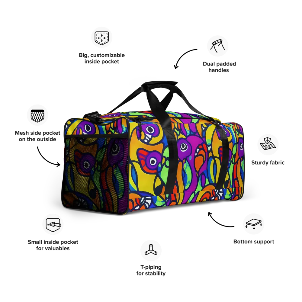 Kaleido Fish on Duffle Bag — Right Front