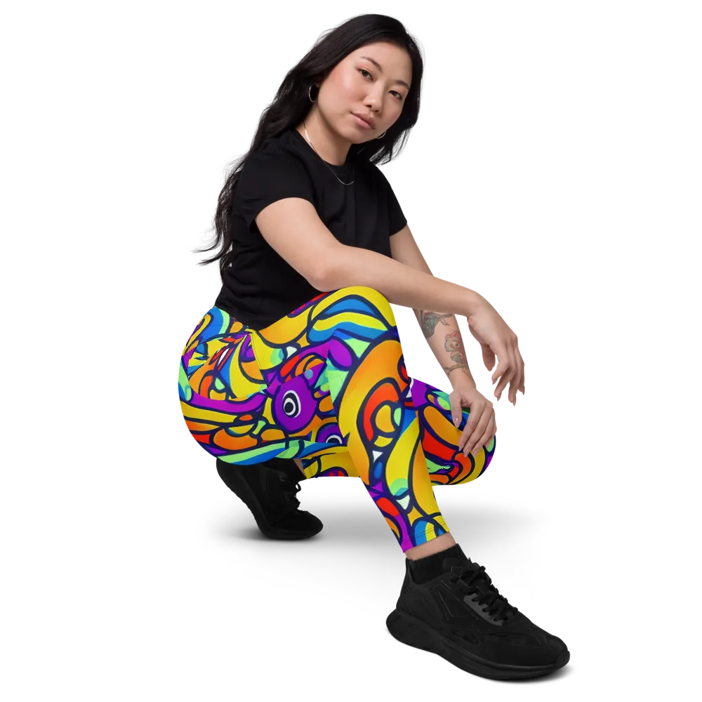 Kaleido Fish on Leggings with Pockets — Right Front
