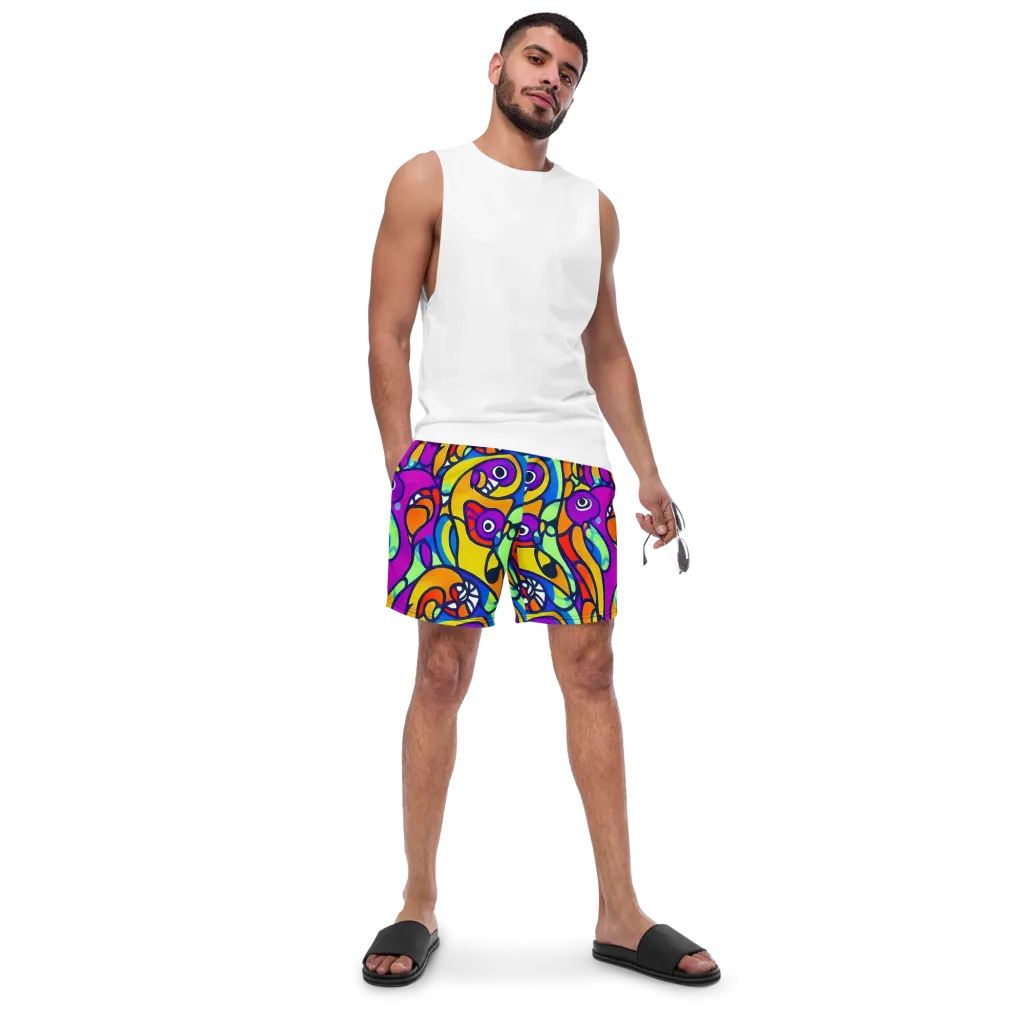 Kaleido Fish on Swim Trunks — Front