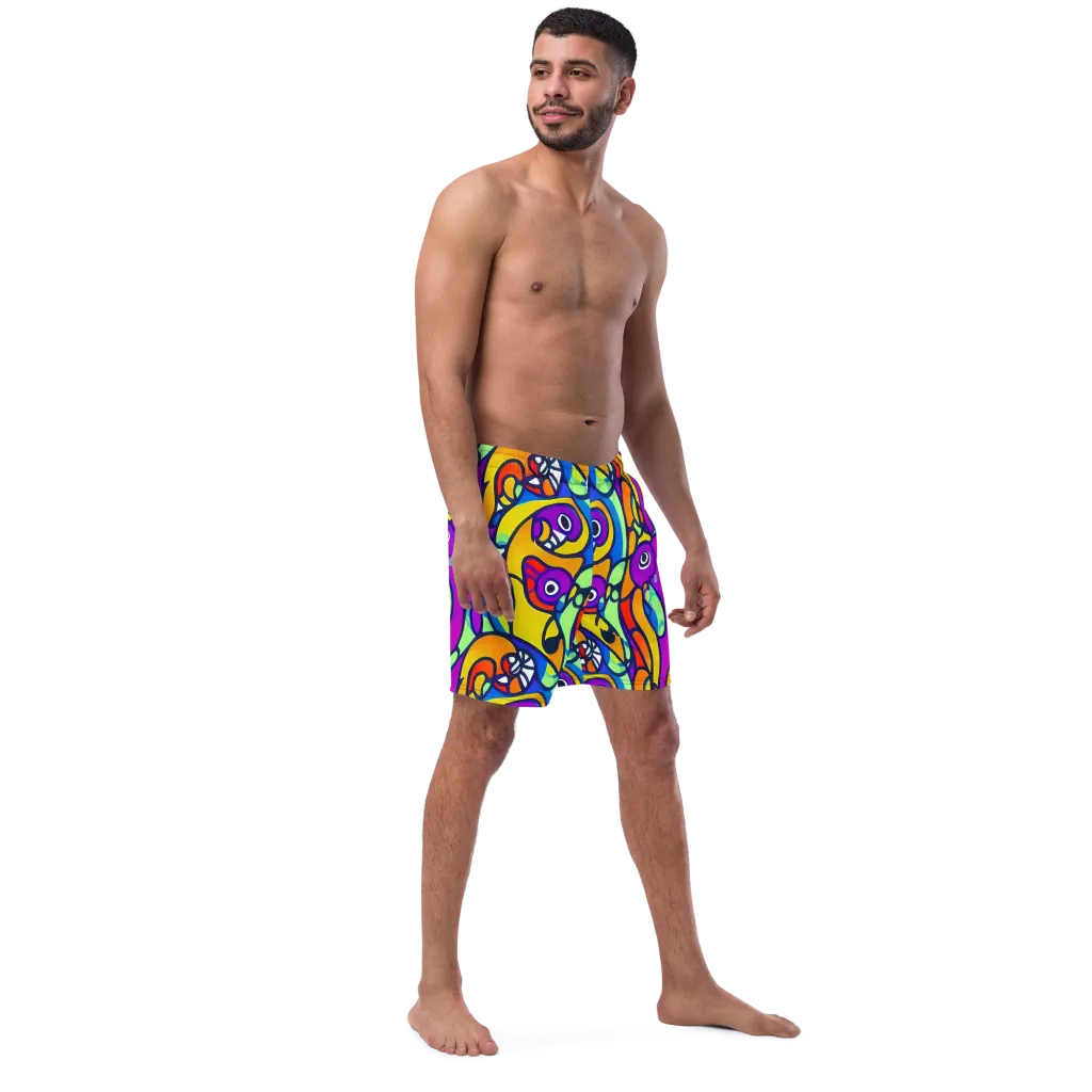 Kaleido Fish on Swim Trunks — Right Front