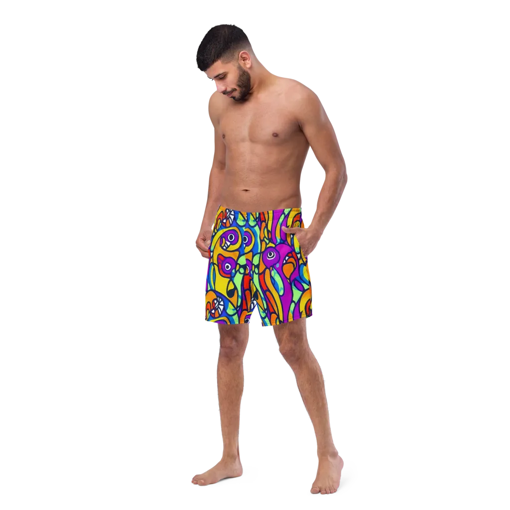 Kaleido Fish on Swim Trunks — Left Front