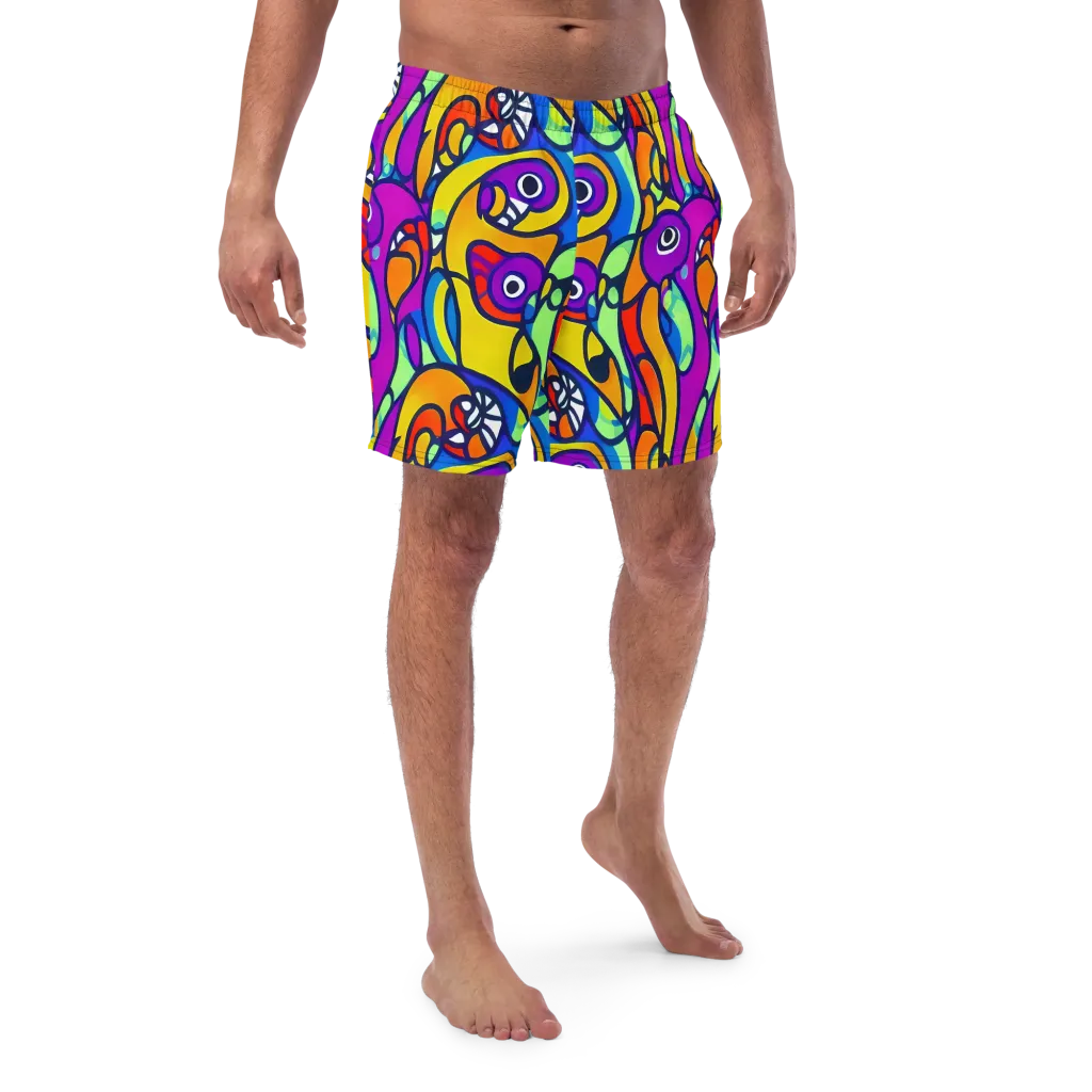 Kaleido Fish on Swim Trunks — Front