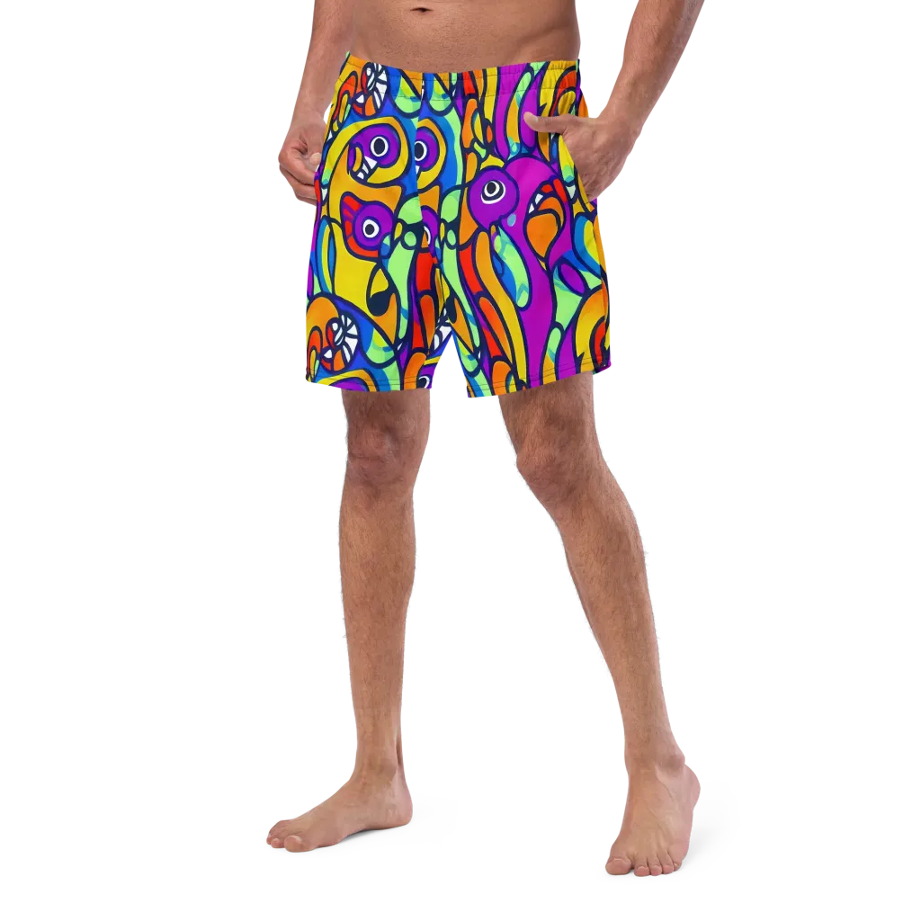 Kaleido Fish on Swim Trunks — Left Front