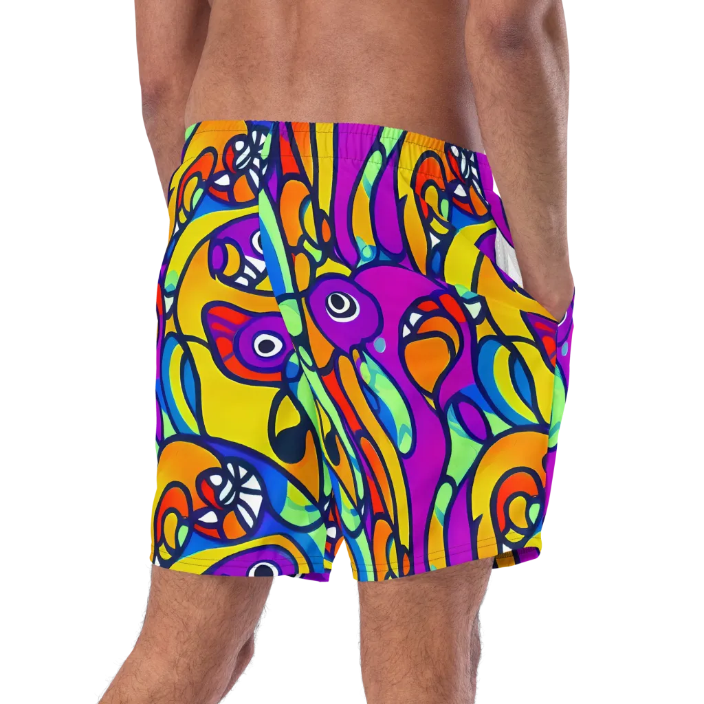 Kaleido Fish on Swim Trunks — Right Back