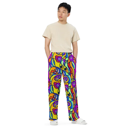 Kaleido Fish on a Wide-Leg Pants