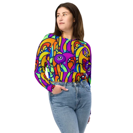 Kaleido Fish on a Long Sleeve Crop Top