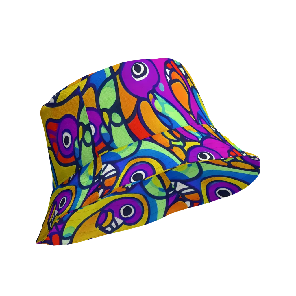 Kaleido Fish on Reversible Bucket Hat — Product details Outside