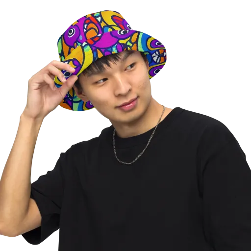 Kaleido Fish on a Reversible Bucket Hat
