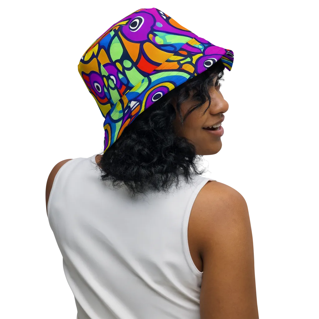 Kaleido Fish on Reversible Bucket Hat — Right Outside