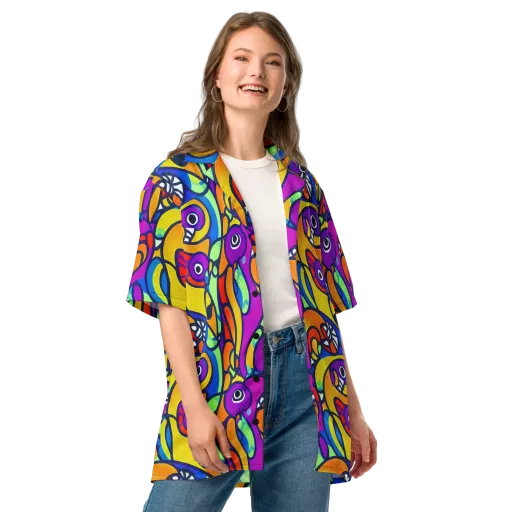 Kaleido Fish on a Button Shirt