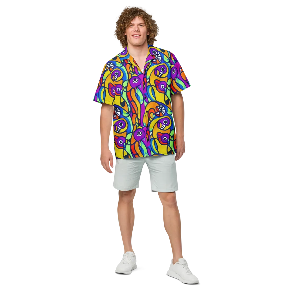 Kaleido Fish on Button Shirt — Front