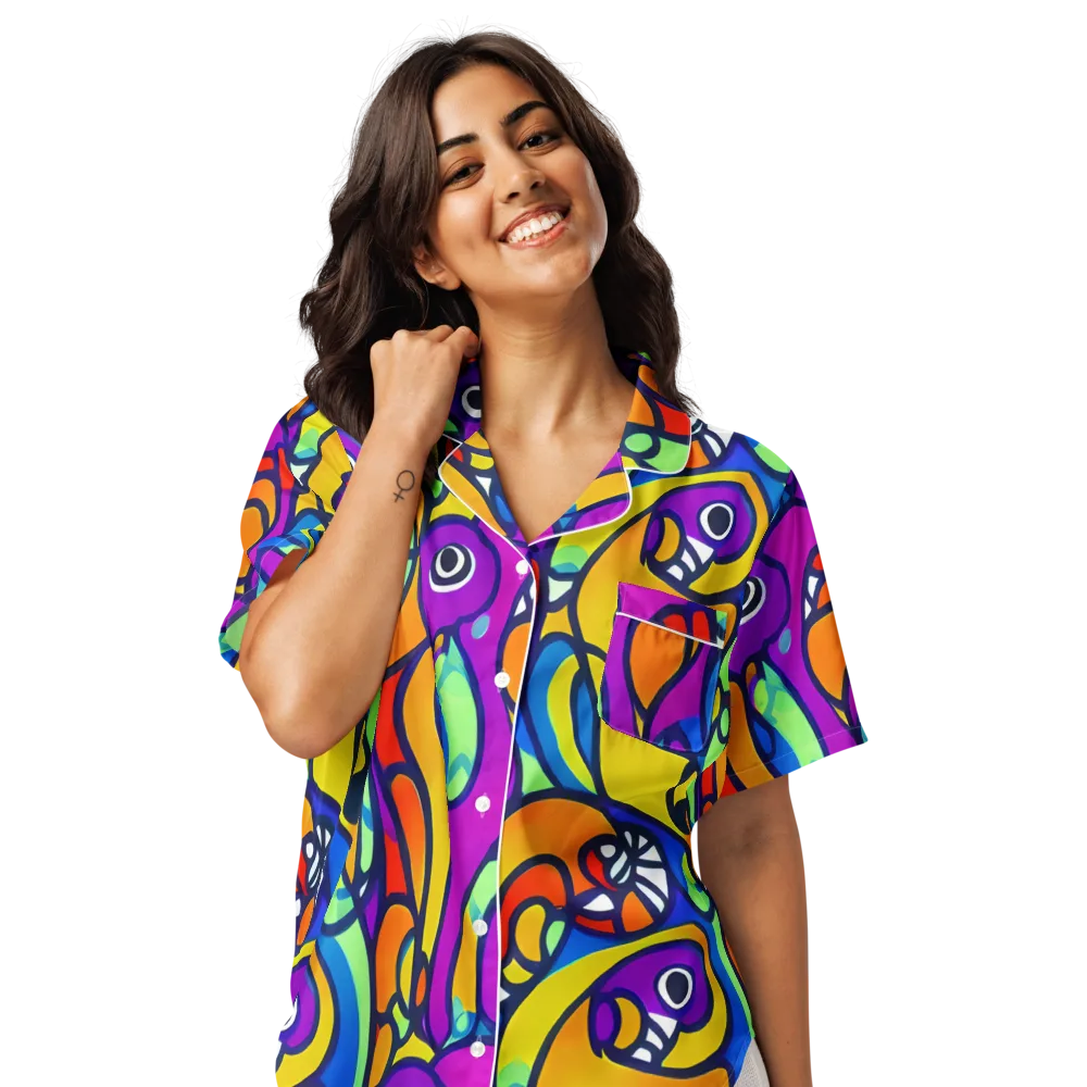 Kaleido Fish on Women's Short Sleeve Pajama Top — Front