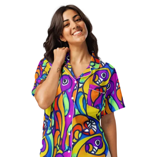 Kaleido Fish on a Women's Short Sleeve Pajama Top