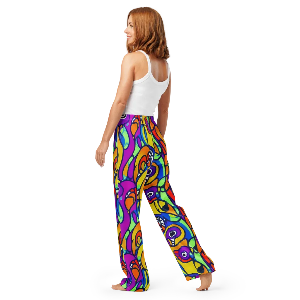 Kaleido Fish on Women's Pajama Pants — Back