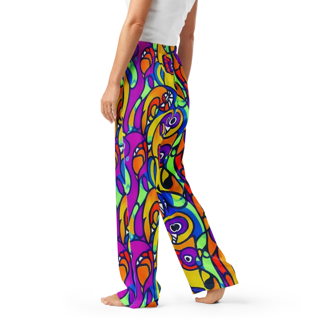 Kaleido Fish on Women's Pajama Pants — Left