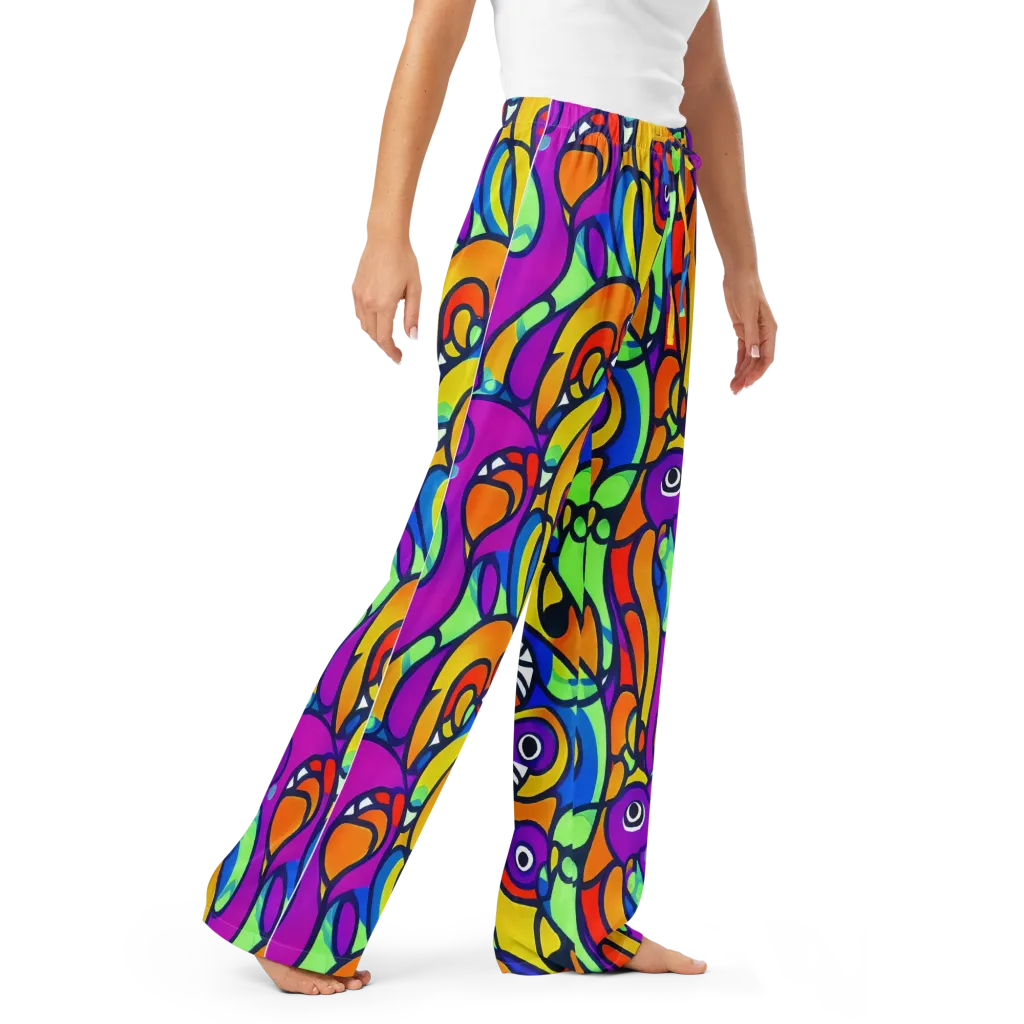 Kaleido Fish on Women's Pajama Pants — Right Front