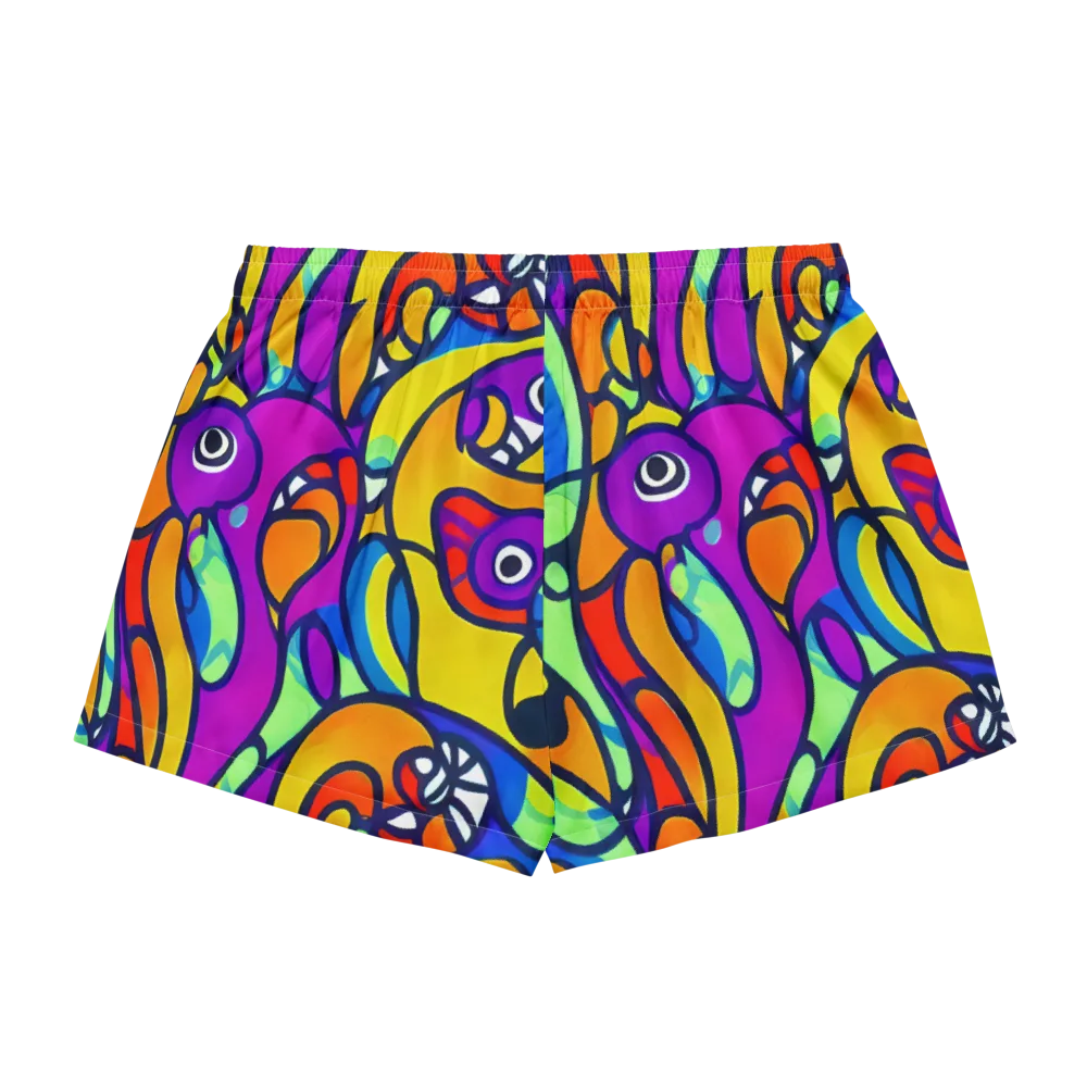 Kaleido Fish on Women's Pajama Shorts — Back