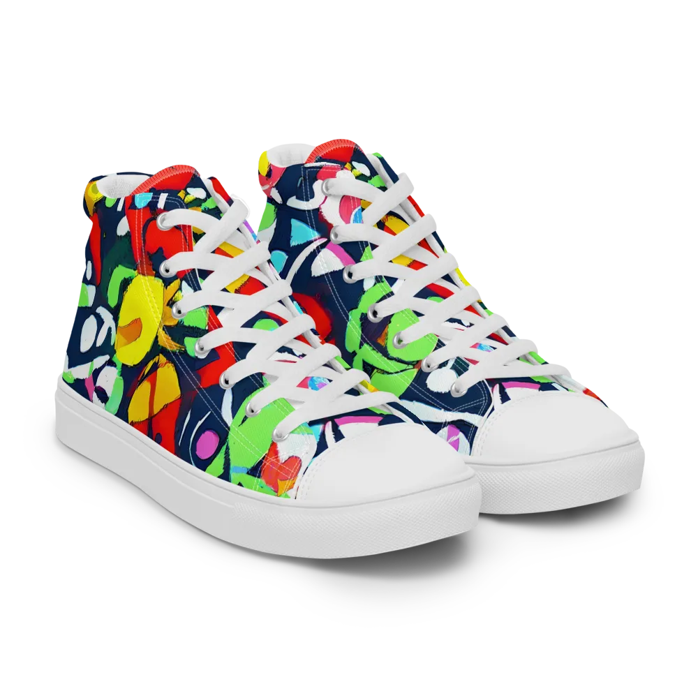 Chagall's Dream on Men's High Top Canvas Shoes — Right Front
