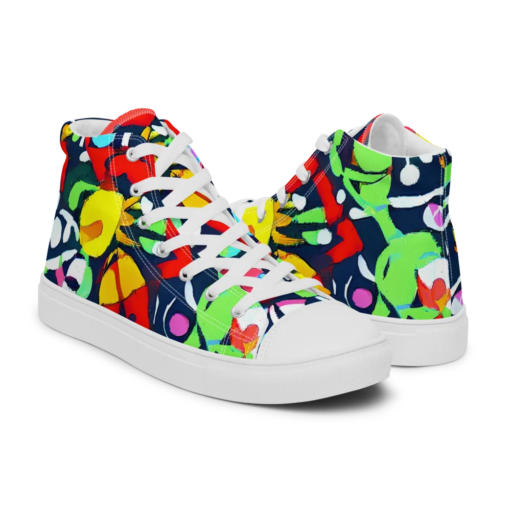 Chagall's Dream on Men's High Top Canvas Shoes — Right