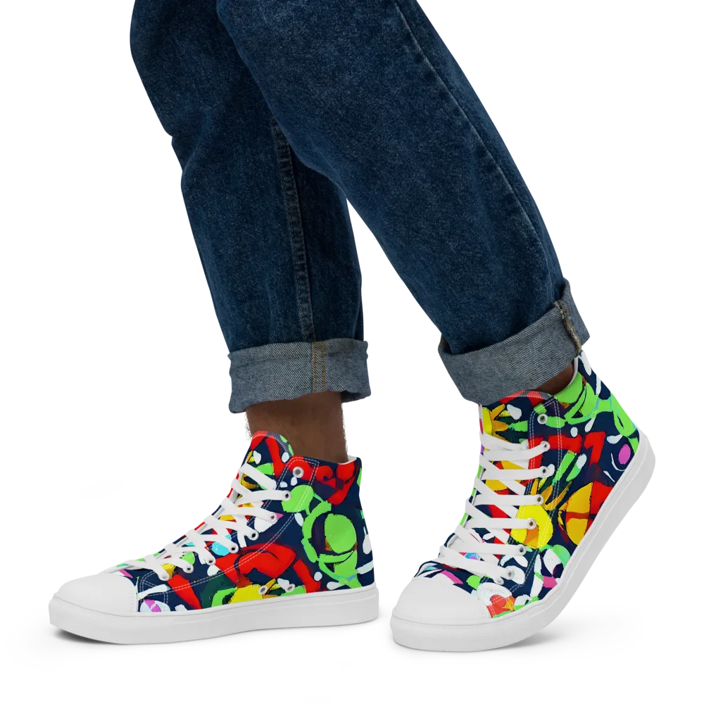Chagall's Dream on Men's High Top Canvas Shoes — Left