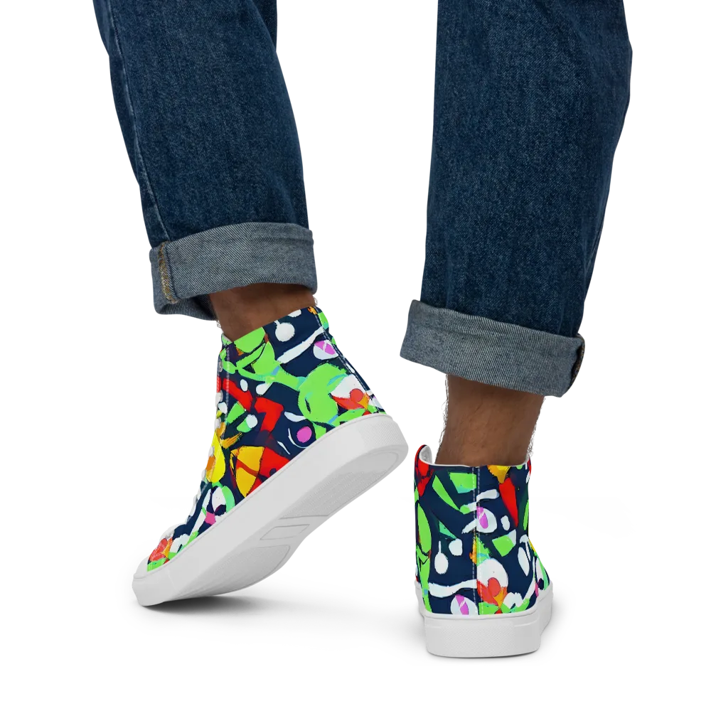 Chagall's Dream on Men's High Top Canvas Shoes — Back