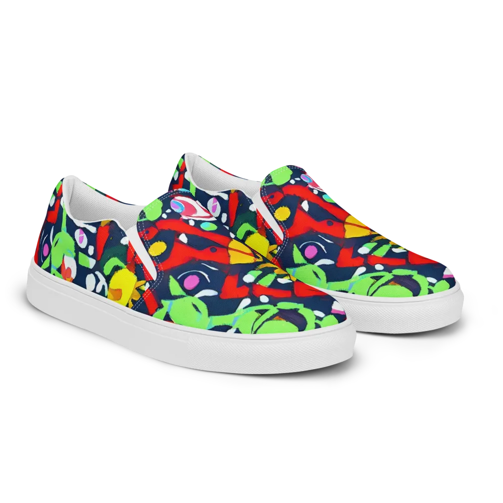 Chagall's Dream on Men's Slip-On Canvas Shoes — Right Front