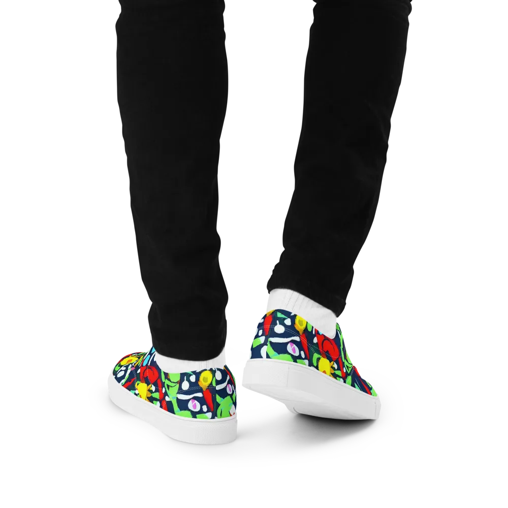 Chagall's Dream on Men's Lace-Up Canvas Shoes — Back