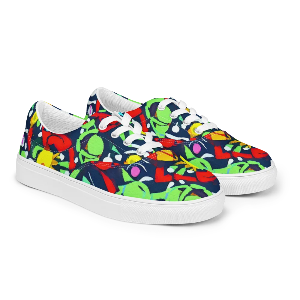Chagall's Dream on Men's Lace-Up Canvas Shoes — Right Front