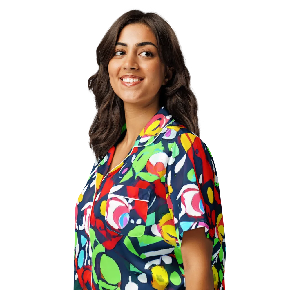 Chagall's Dream on Women's Short Sleeve Pajama Top — Left Front