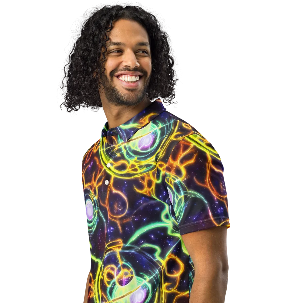 Carracci Cosmos on Men's Slim Fit Polo Shirt — Left Front