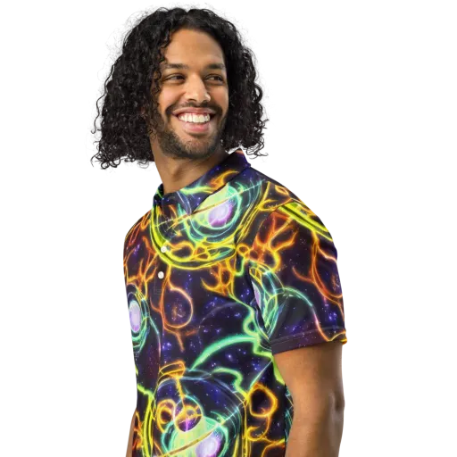 Carracci Cosmos on a Men's Slim Fit Polo Shirt