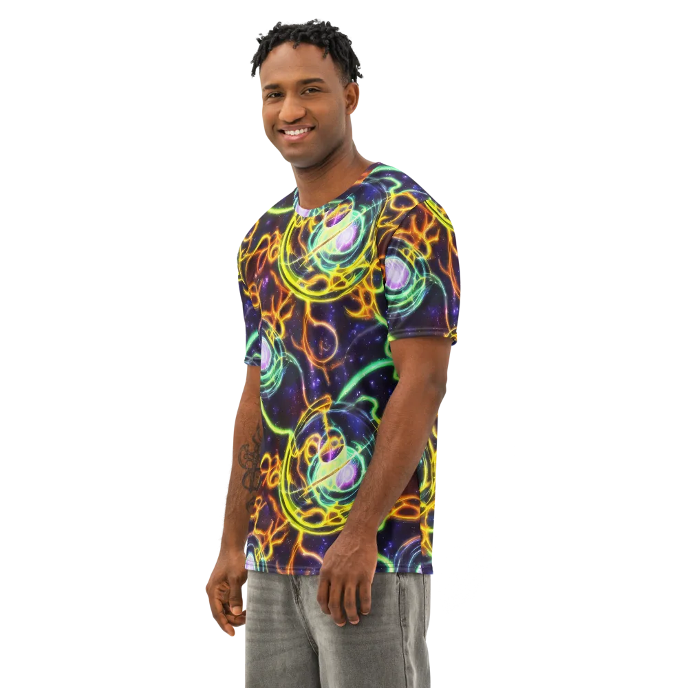 Carracci Cosmos on Men's Cotton Crew Neck T-Shirt — Left Front