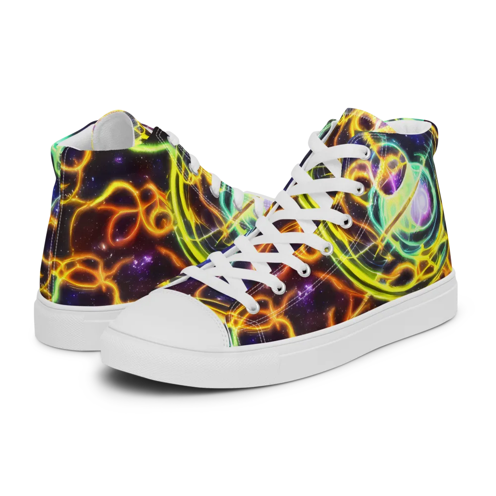 Carracci Cosmos on Men's High Top Canvas Shoes — Left
