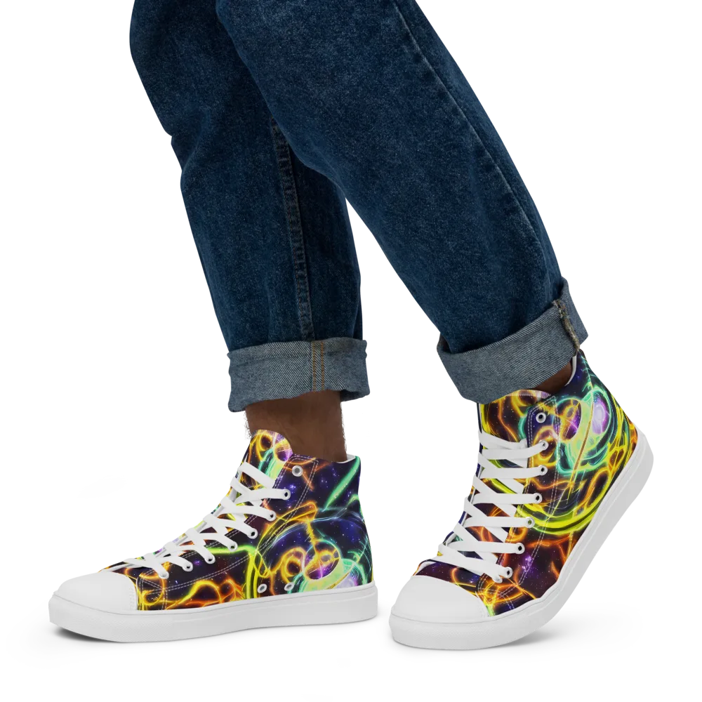 Carracci Cosmos on Men's High Top Canvas Shoes — Left