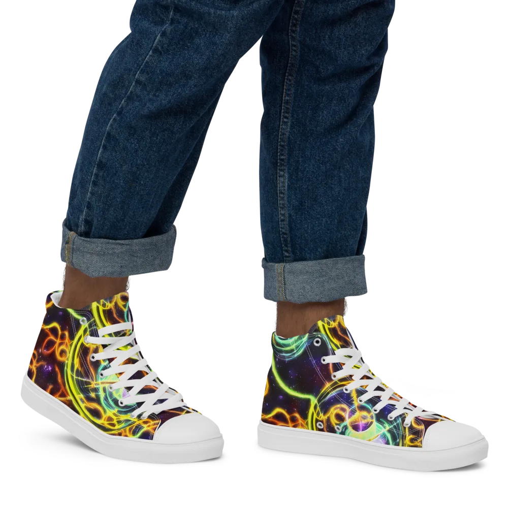 Carracci Cosmos on Men's High Top Canvas Shoes — Right