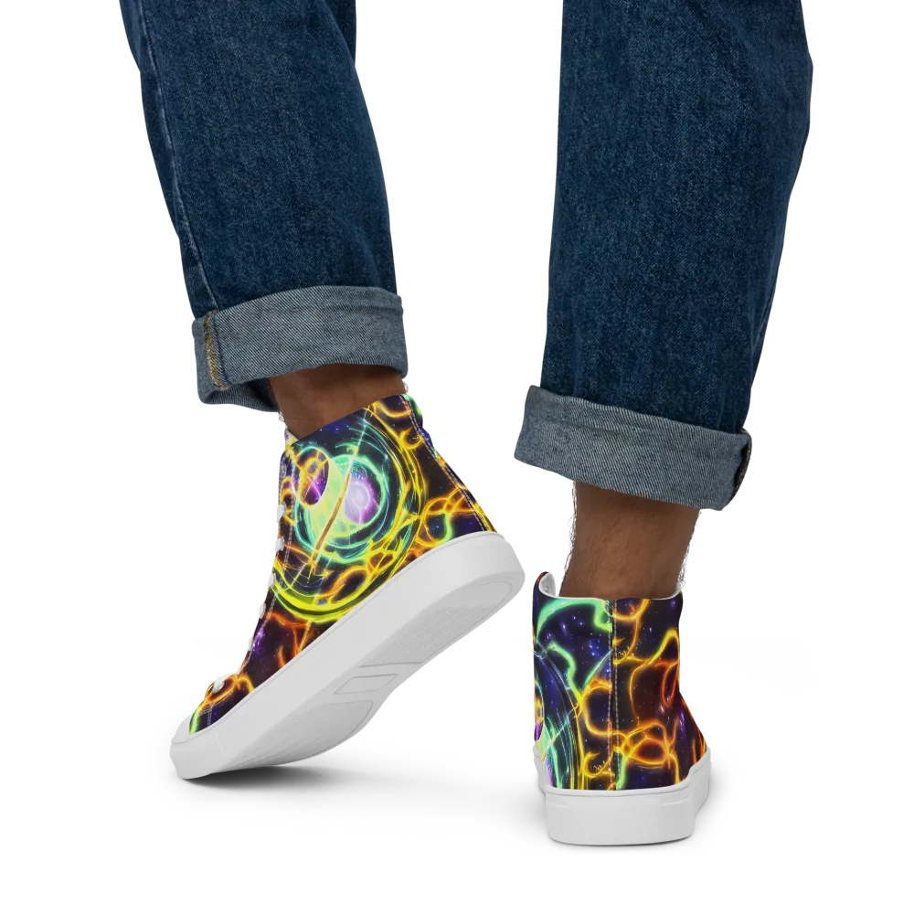 Carracci Cosmos on Men's High Top Canvas Shoes — Back