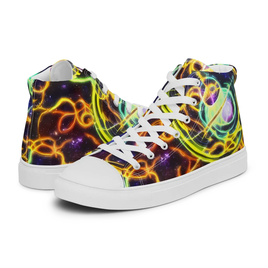 Carracci Cosmos on Women's High Top Canvas Shoes — Left
