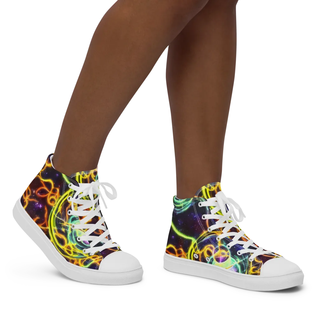Carracci Cosmos on Women's High Top Canvas Shoes — Right