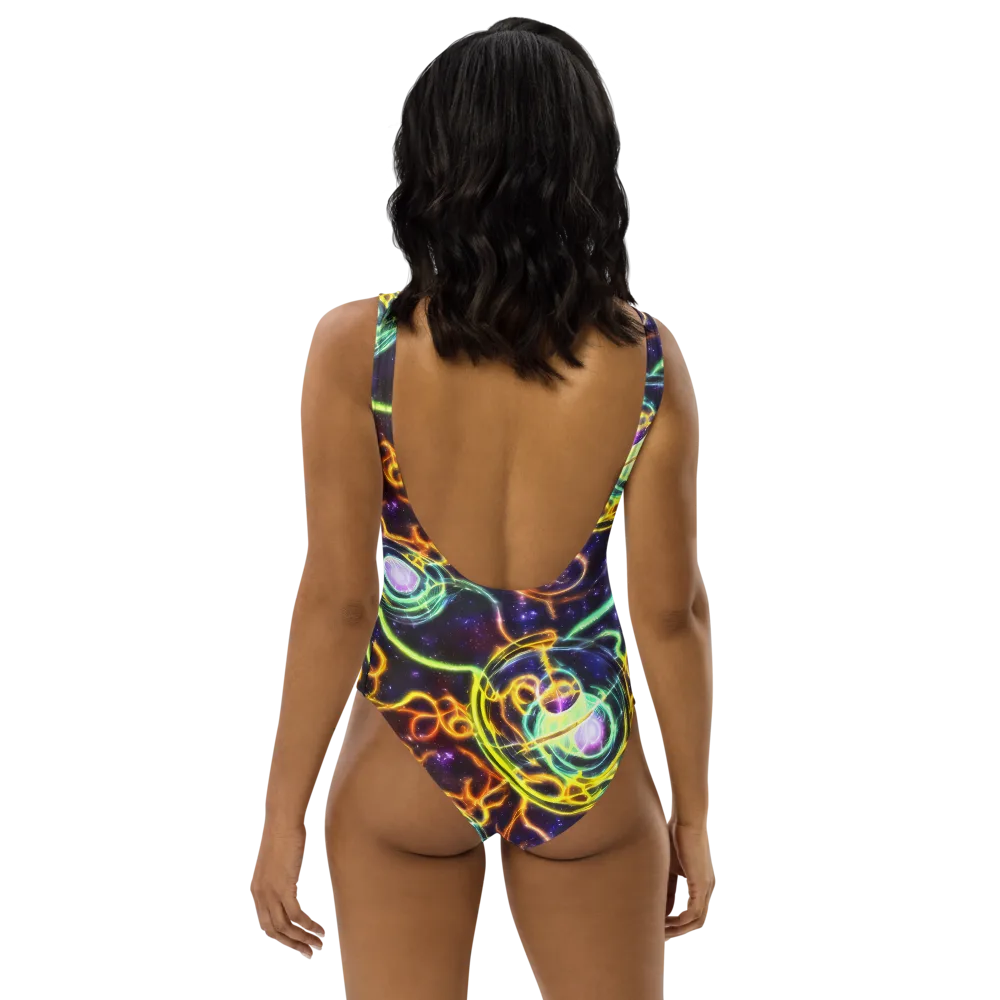 Carracci Cosmos on One-Piece Swimsuit — Back
