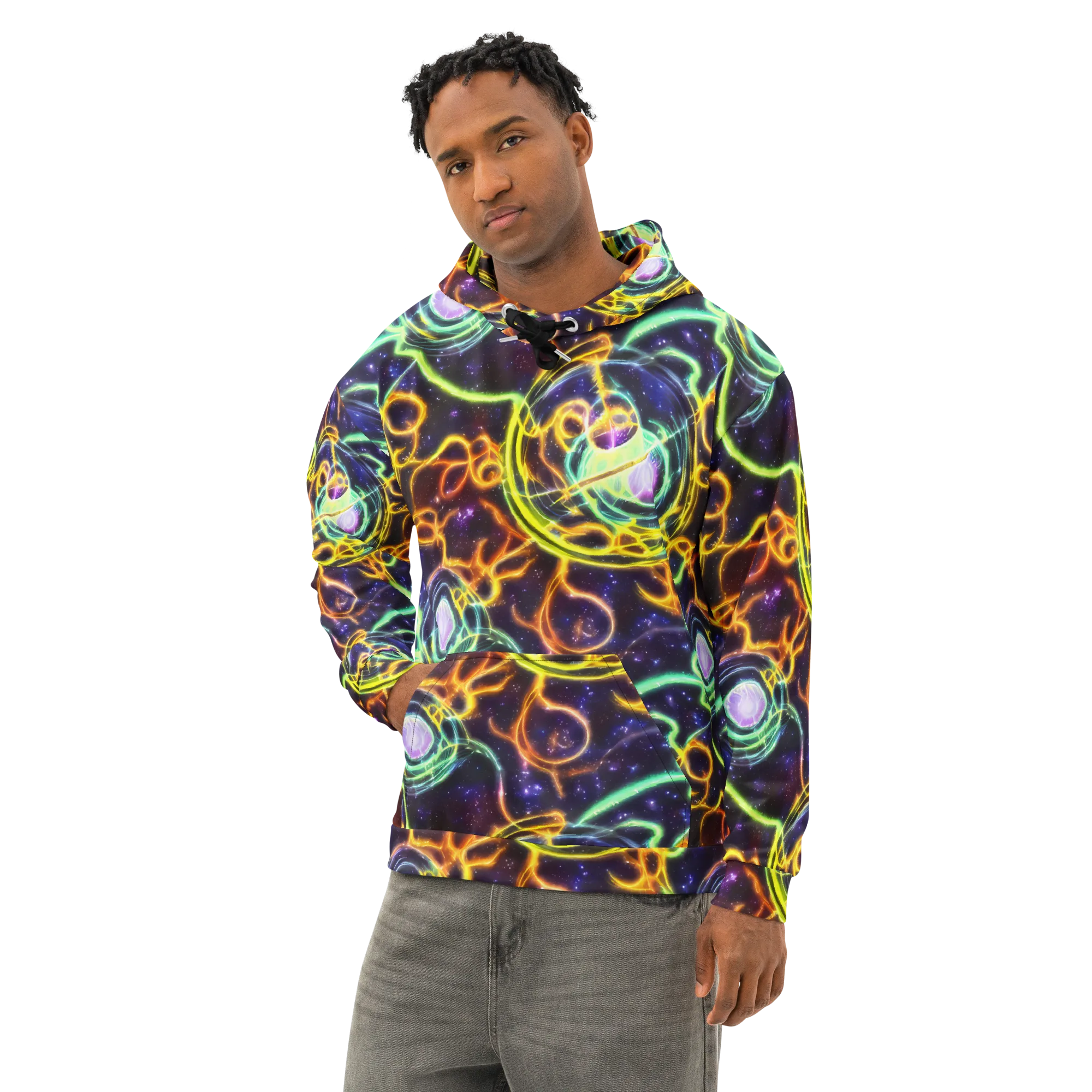 Carracci Cosmos on Cotton Hoodie — Left Front