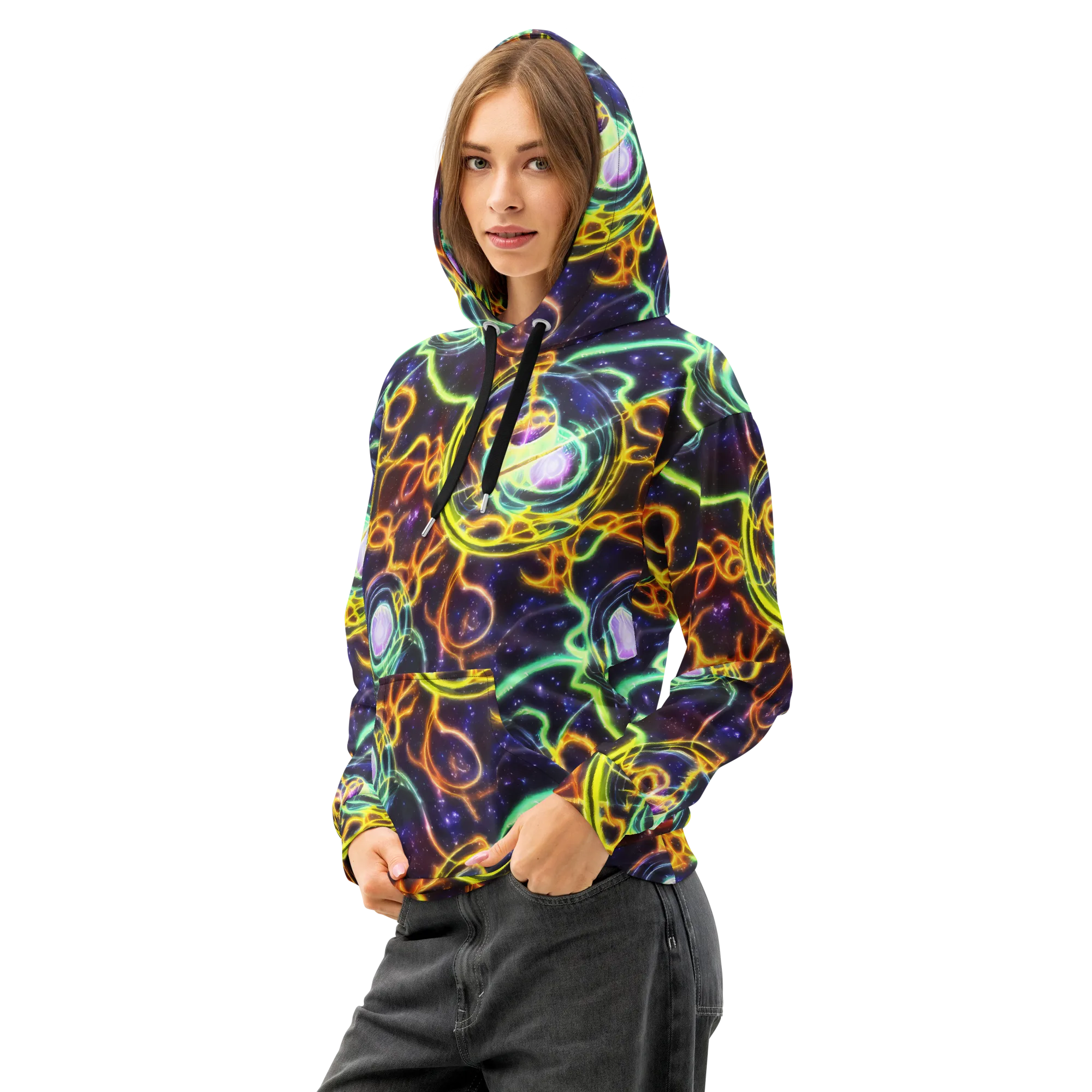 Carracci Cosmos on Cotton Hoodie — Left Front
