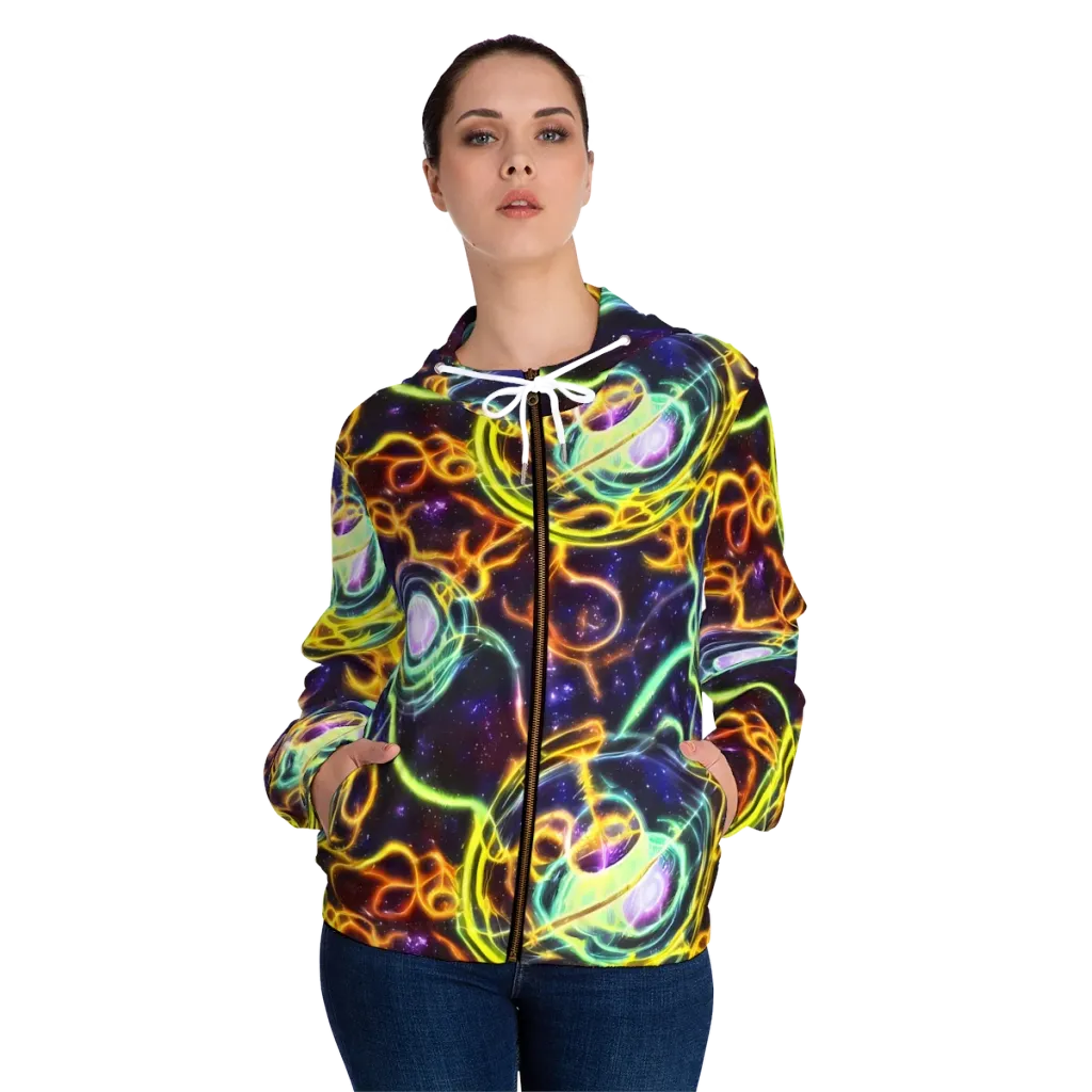 Carracci Cosmos on Women's Full-Zip Hoodie — Front On Person