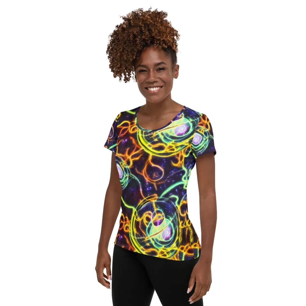 Carracci Cosmos on Women's Athletic T-Shirt — Left