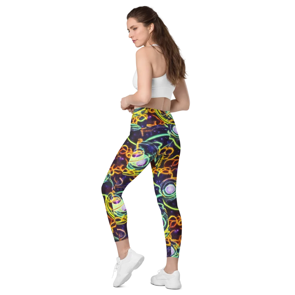 Carracci Cosmos on Leggings with Pockets — Left Back