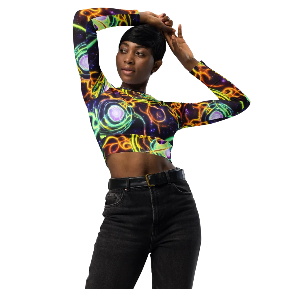 Carracci Cosmos on Long Sleeve Crop Top — Front