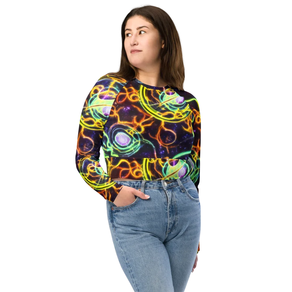 Carracci Cosmos on Long Sleeve Crop Top — Front