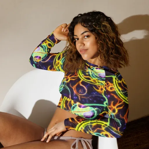 Carracci Cosmos on a Long Sleeve Crop Top
