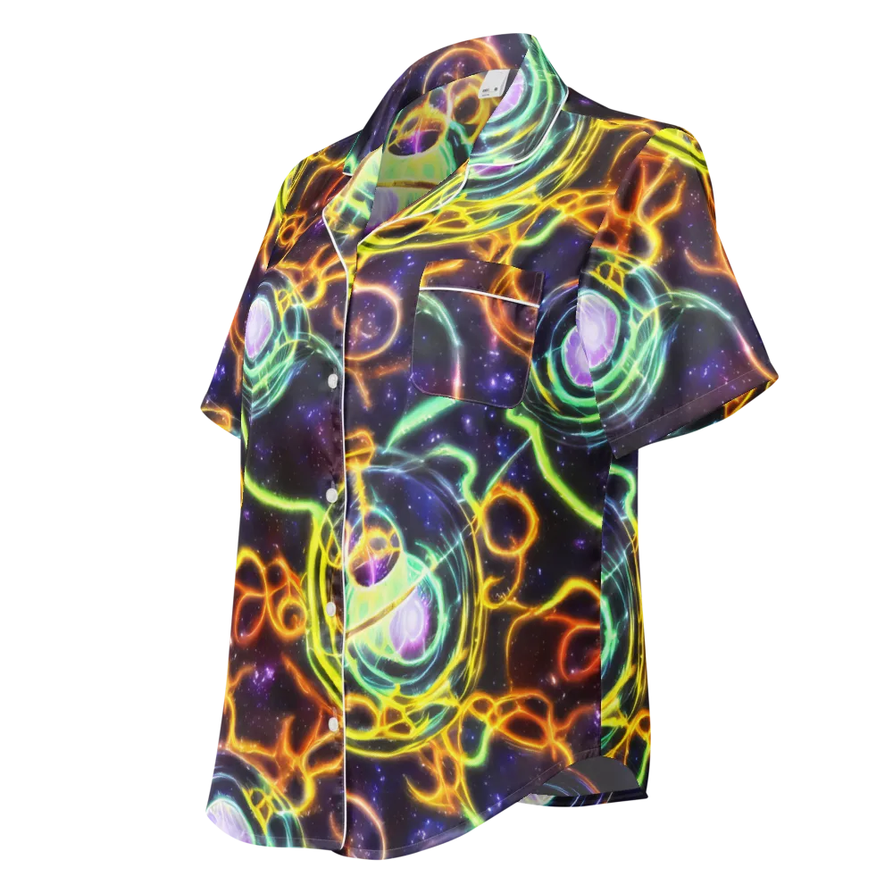 Carracci Cosmos on Women's Short Sleeve Pajama Top — Left Front