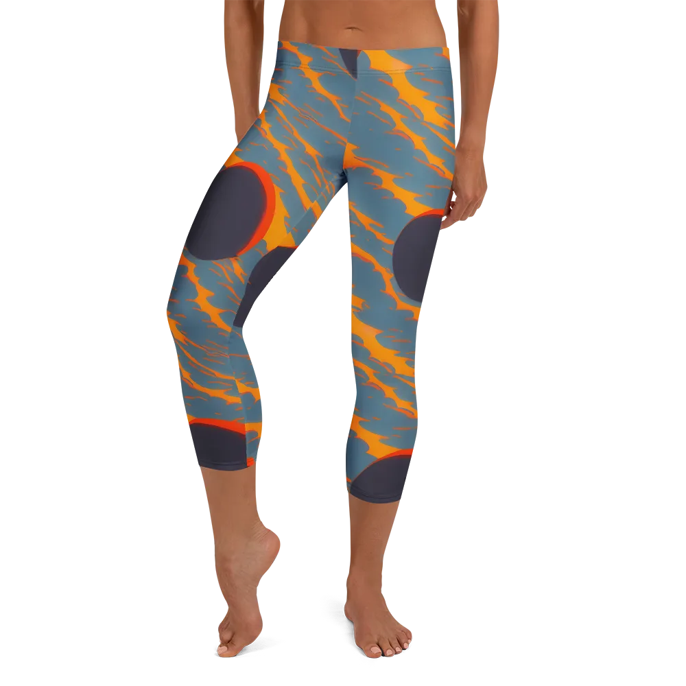 Flames of Gravity on Capri Leggings — Front