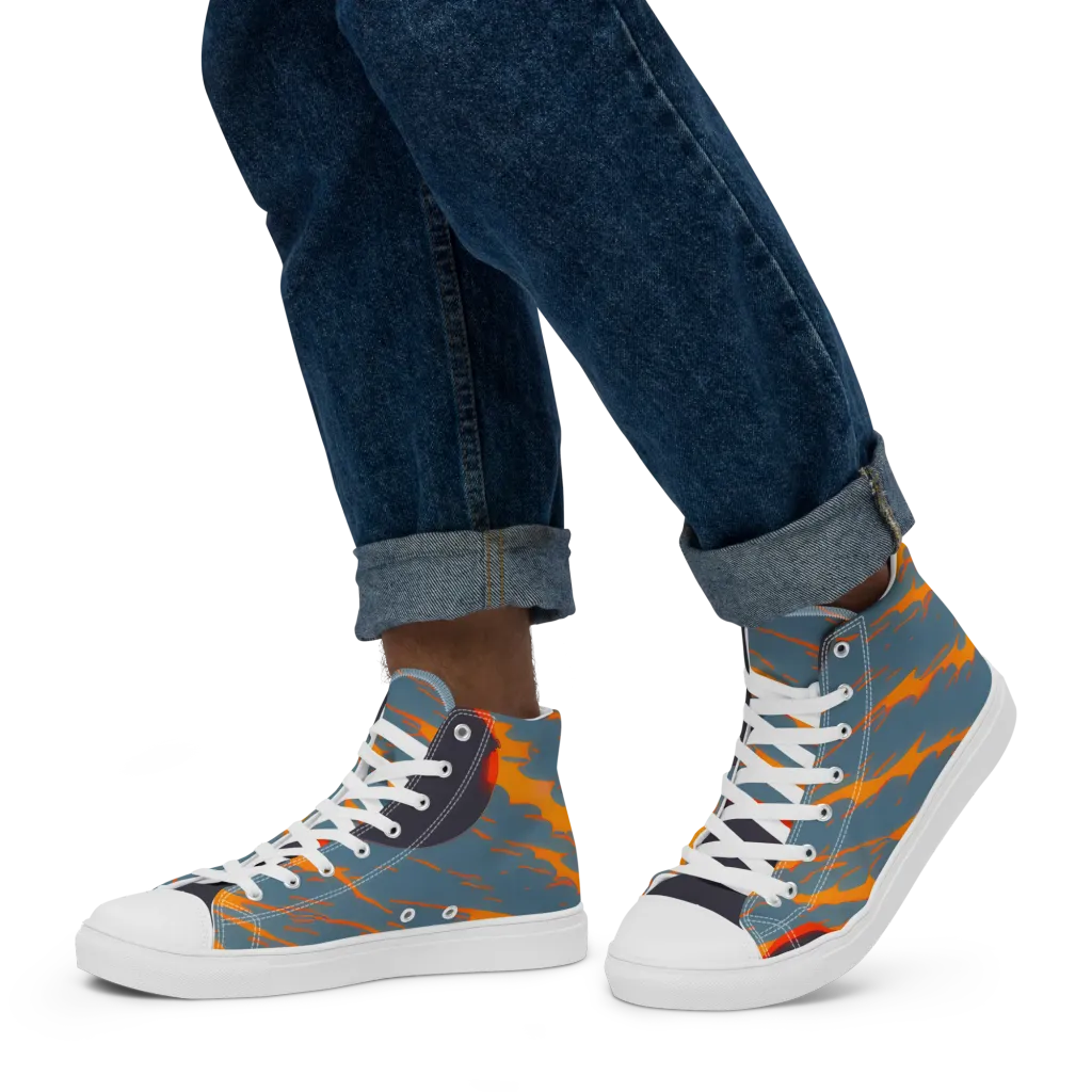 Flames of Gravity on Men's High Top Canvas Shoes — Left